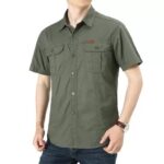 پیراهن آستین کوتاه مردانه مدل کتان دوجیب - Image 5