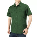پیراهن آستین کوتاه مردانه مدل کتان دوجیب